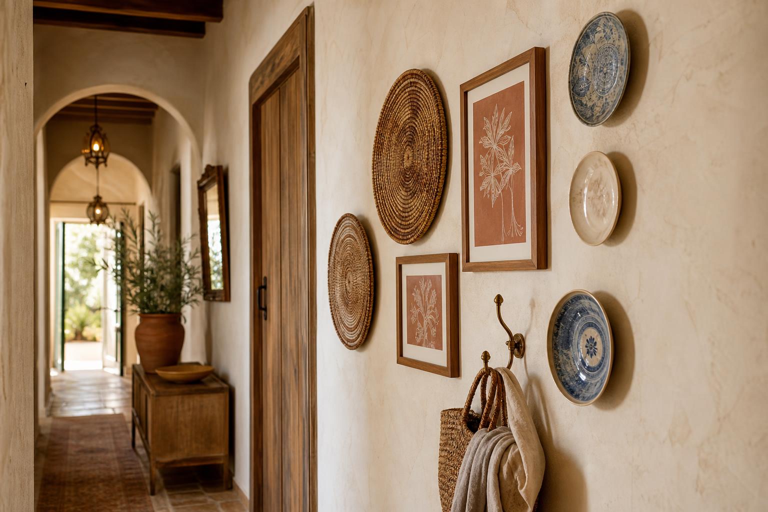 Rental-Friendly Mediterranean Wall Decor Ideas for Narrow Hallways With Woven Textures