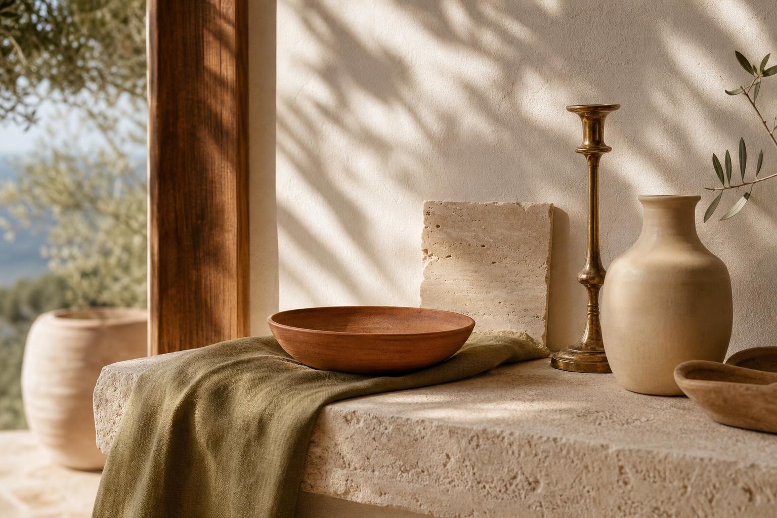 Terracotta and Olive Green Mediterranean Color Palette Ideas for Calm Open-Plan Homes