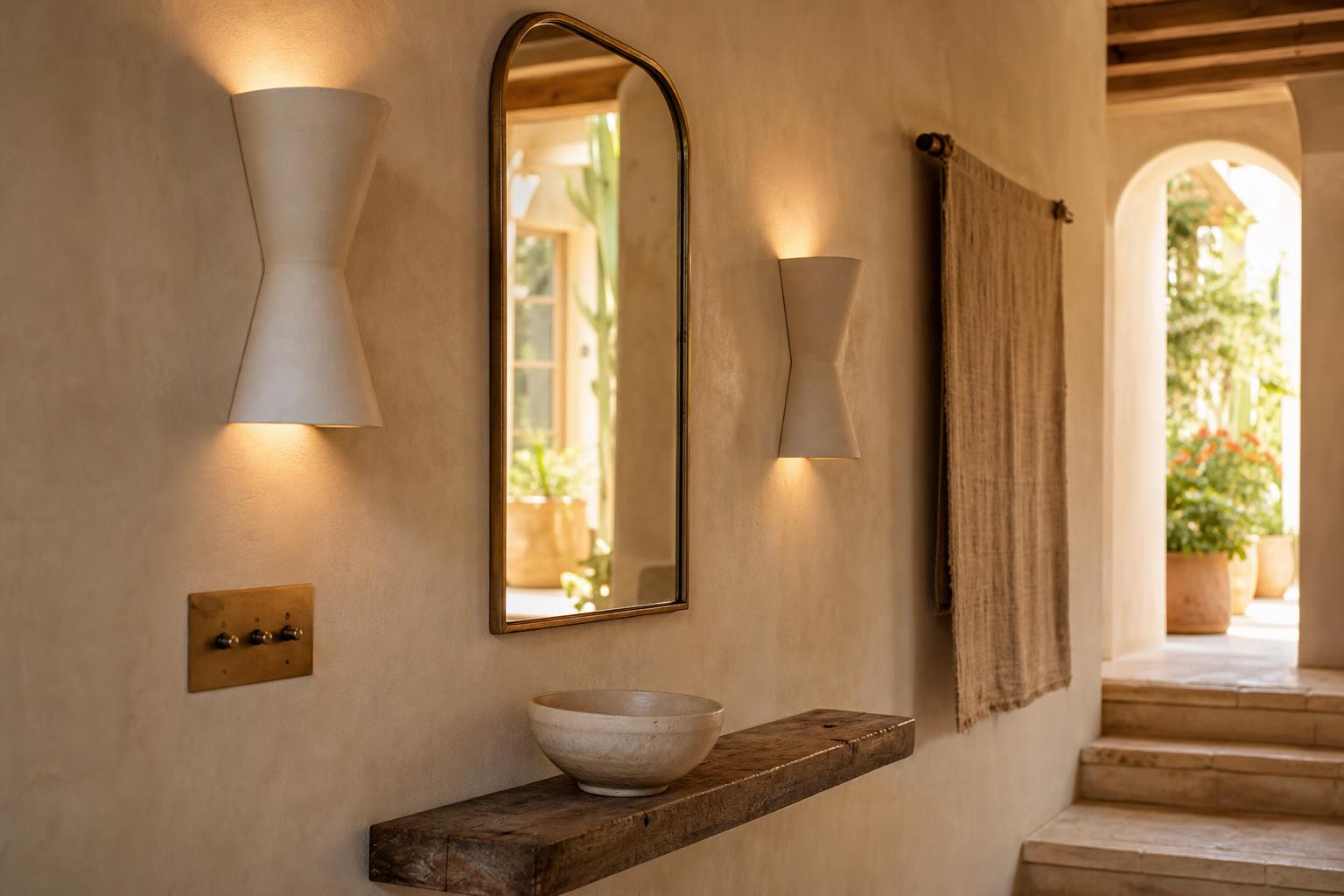 Mediterranean Lighting Ideas With Plaster Wall Sconces for Dark Hallways