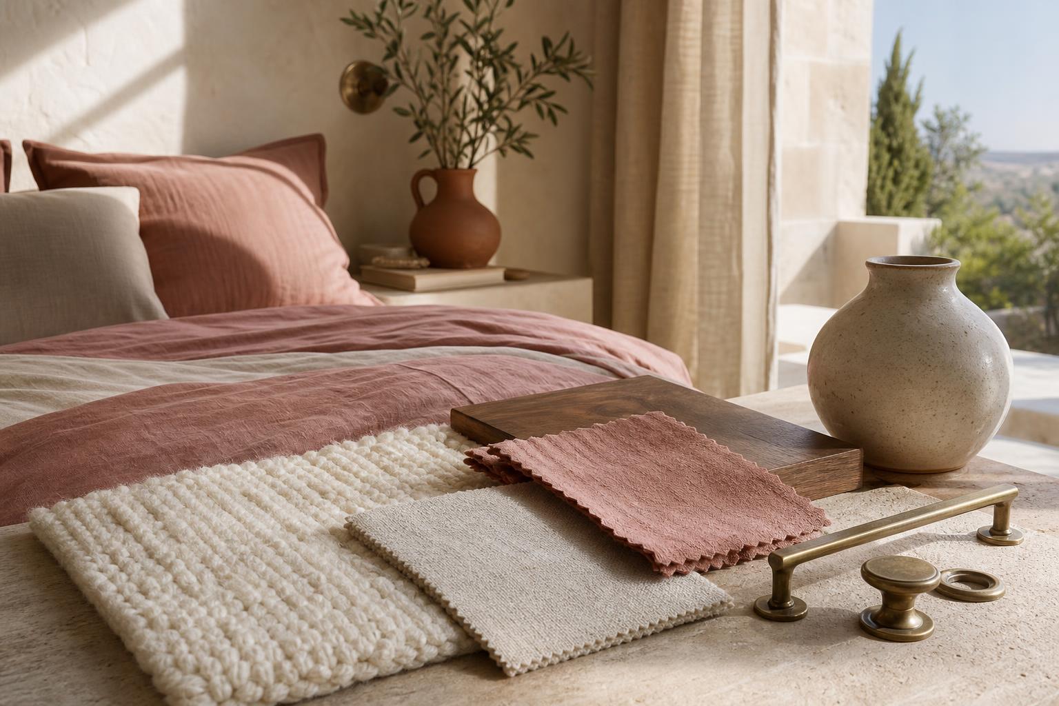 Dusty Rose and Sand Mediterranean Color Palette Ideas for Soft Bedroom Retreats